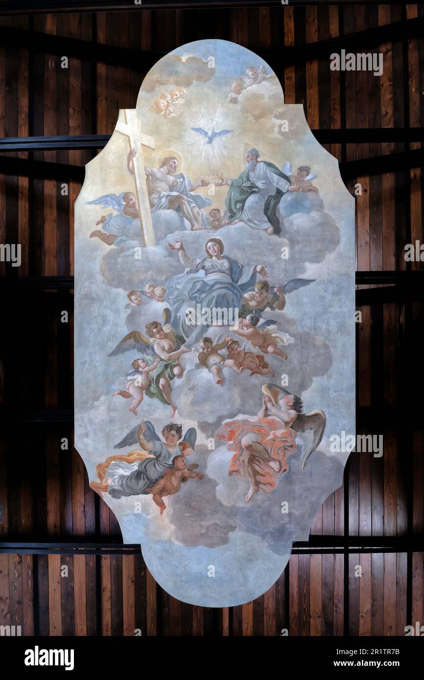 Religious artwork on the ceiling of chiesa della santissima annunziata