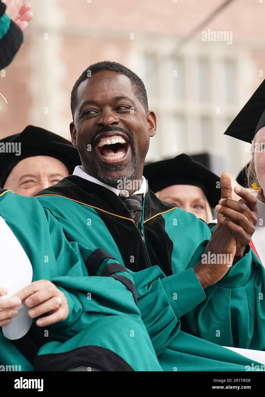 St. Louis, United States. 15th May, 2023. Actor Sterling K. Brown applauds on stage before