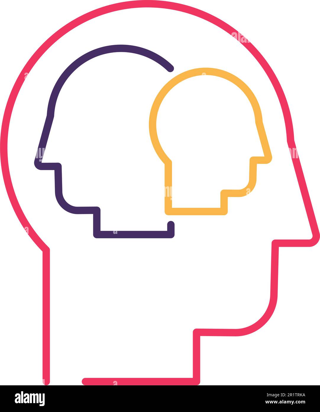 Introspection thin line vector icon isolated on white. Split ...