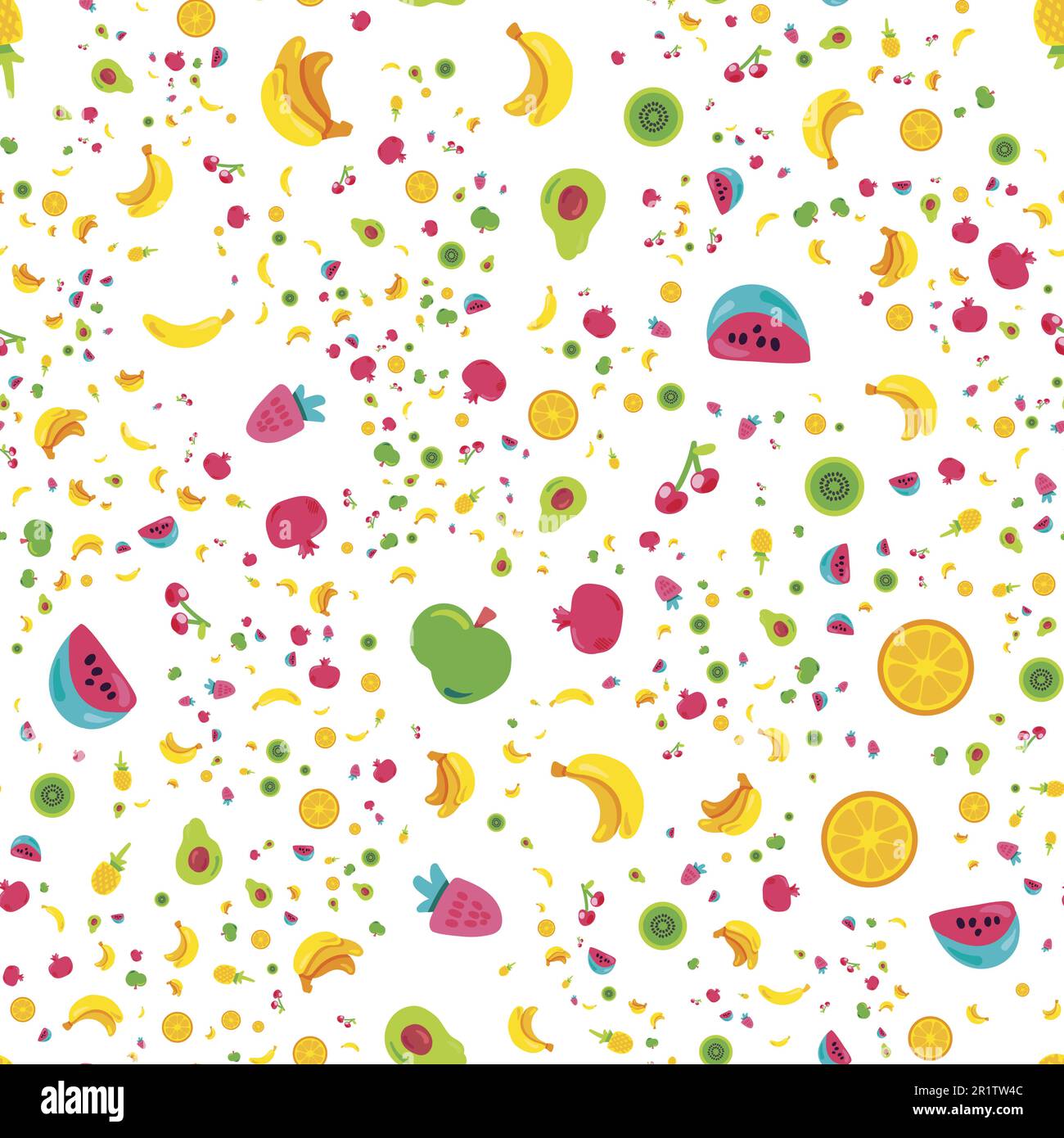 Bright Summer Juicy Fruit Painted Seamless Pattern. Fun Kid Style ...