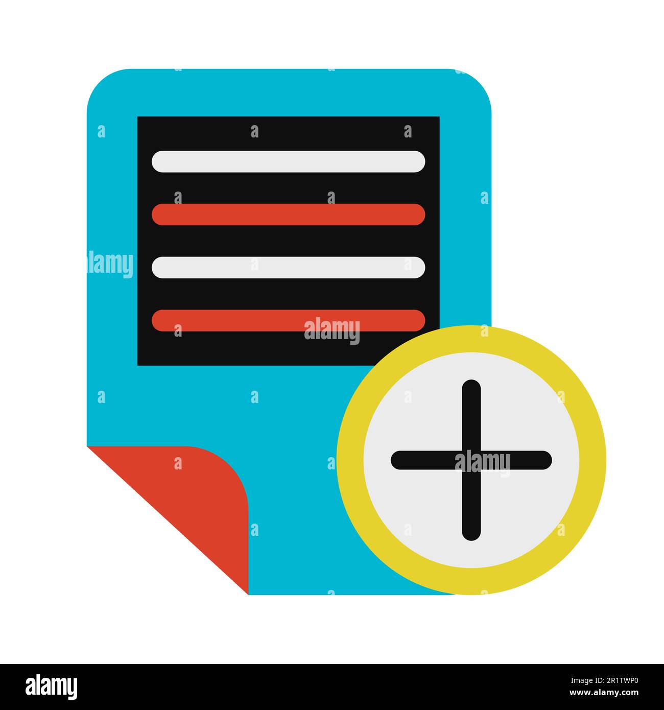 Electronic text document adding glyph vector illustration. Creating new doc, notepad icon Stock Vector
