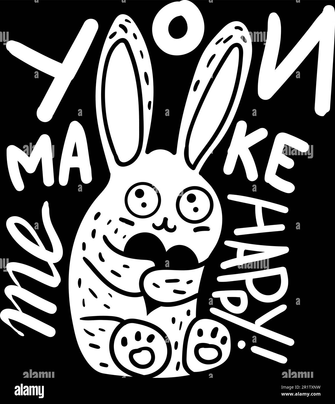 Positive Banner You Make Me Happy Designed Quote on Chalkboard