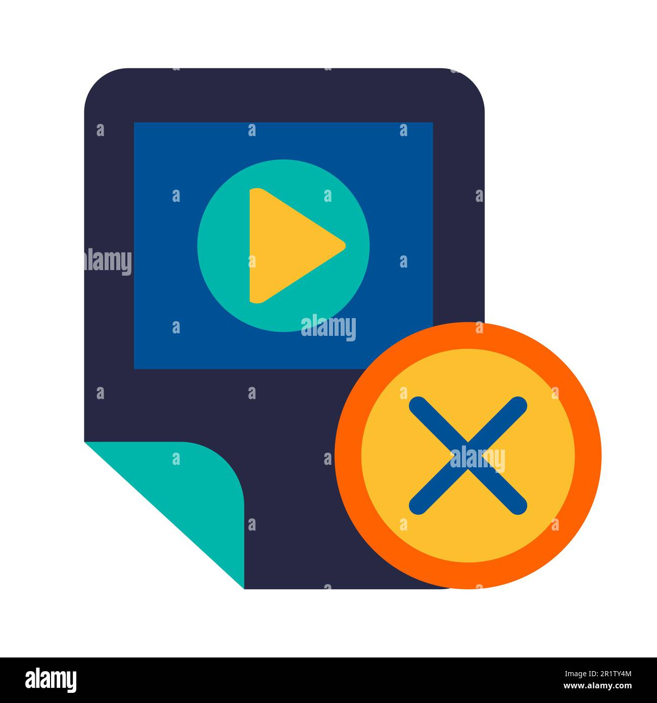 Multimedia player removal, app deletion glyph icon. Multicolor