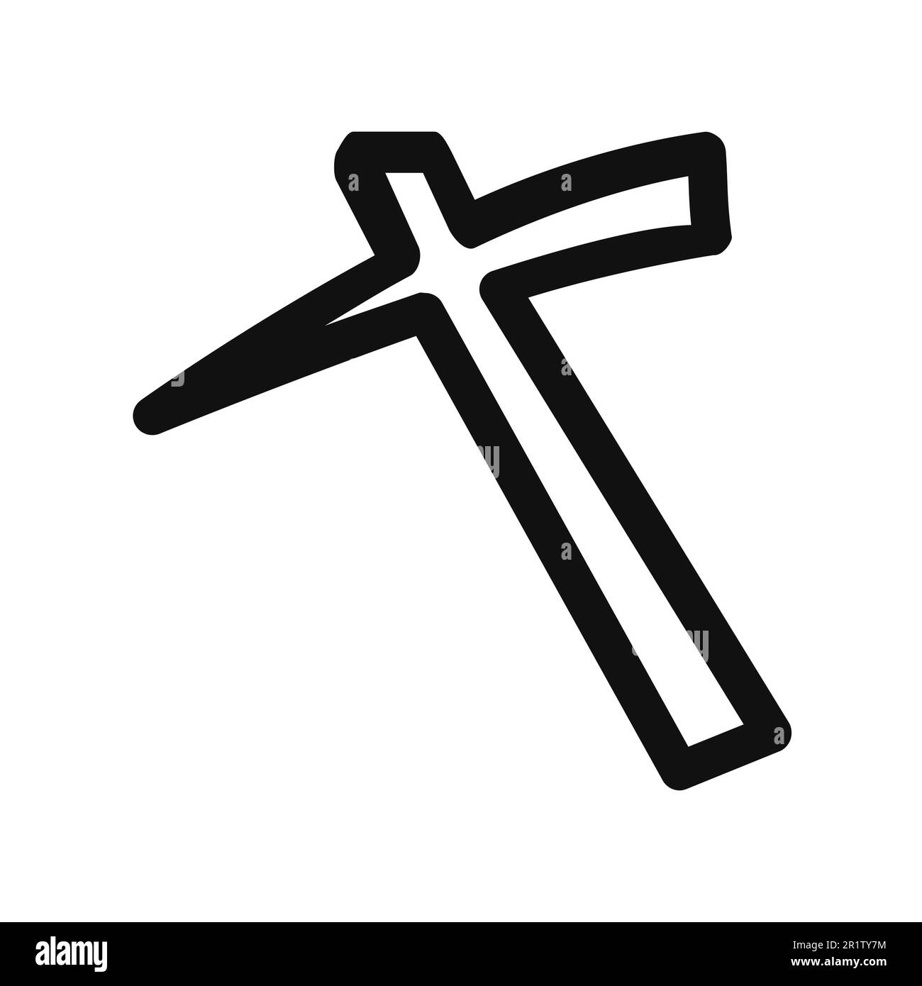Black mine pickaxe thick line vector icon. Mining equipment isolated on white background Stock Vector