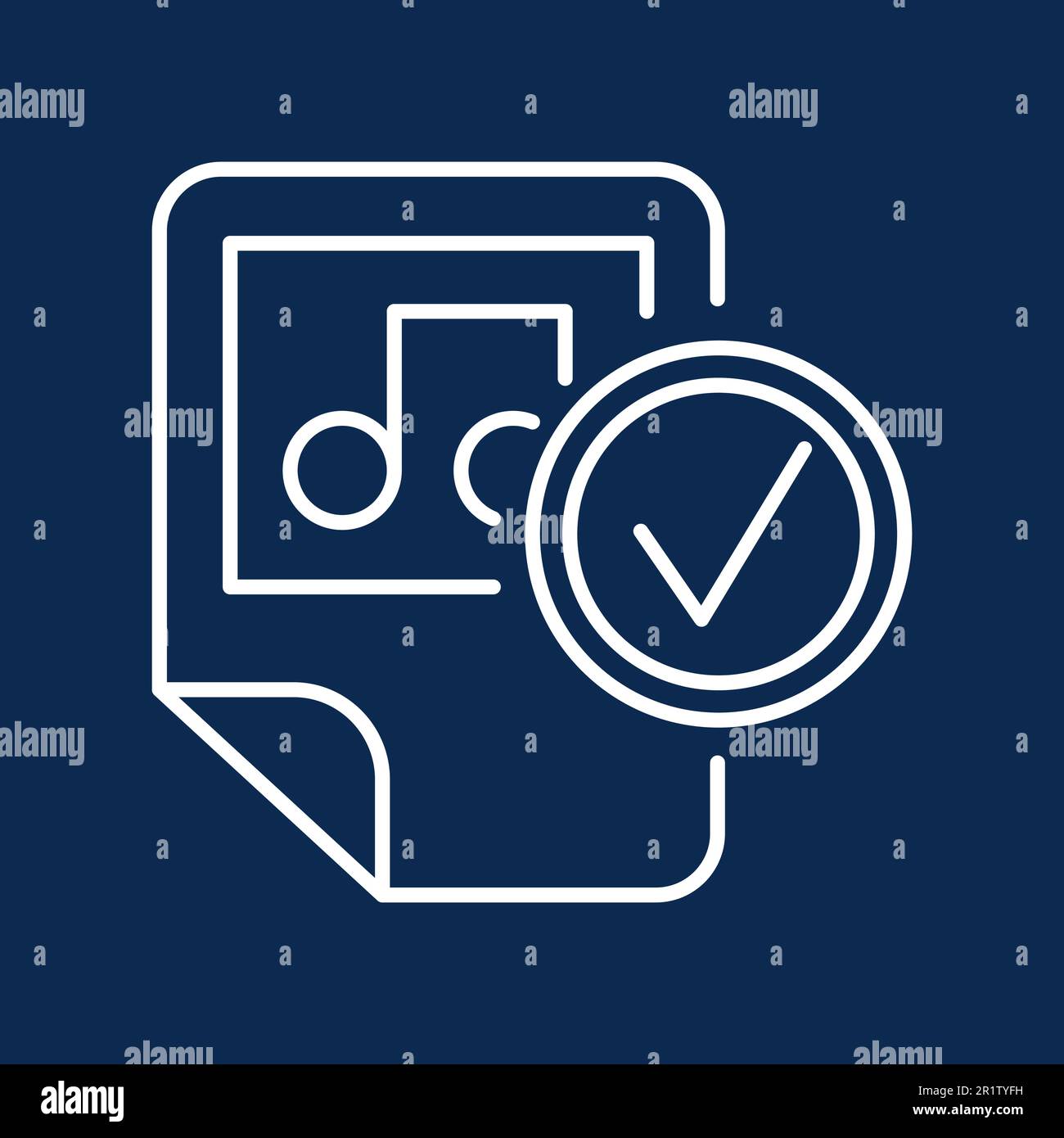Music file blue monochrome linear icon. Playlist checking color thin line pictogram Stock Vector