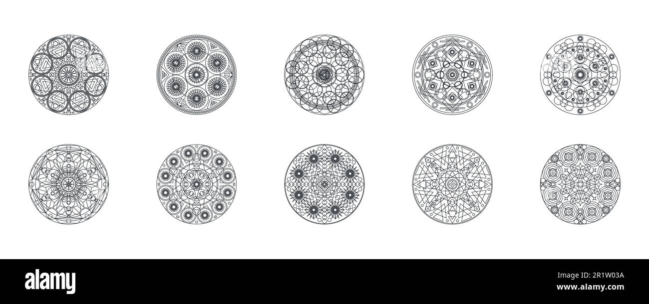 Black and white sacred mandalas hi-res stock photography and images - Alamy