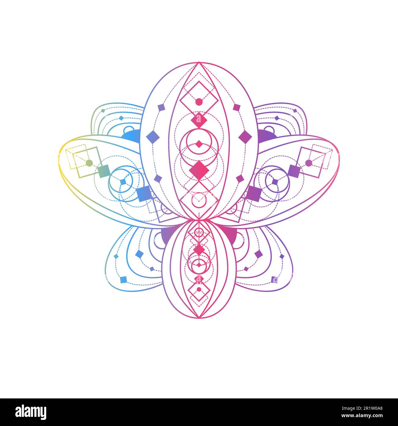 Lotus flower with geometric pattern vector linear illustration ...