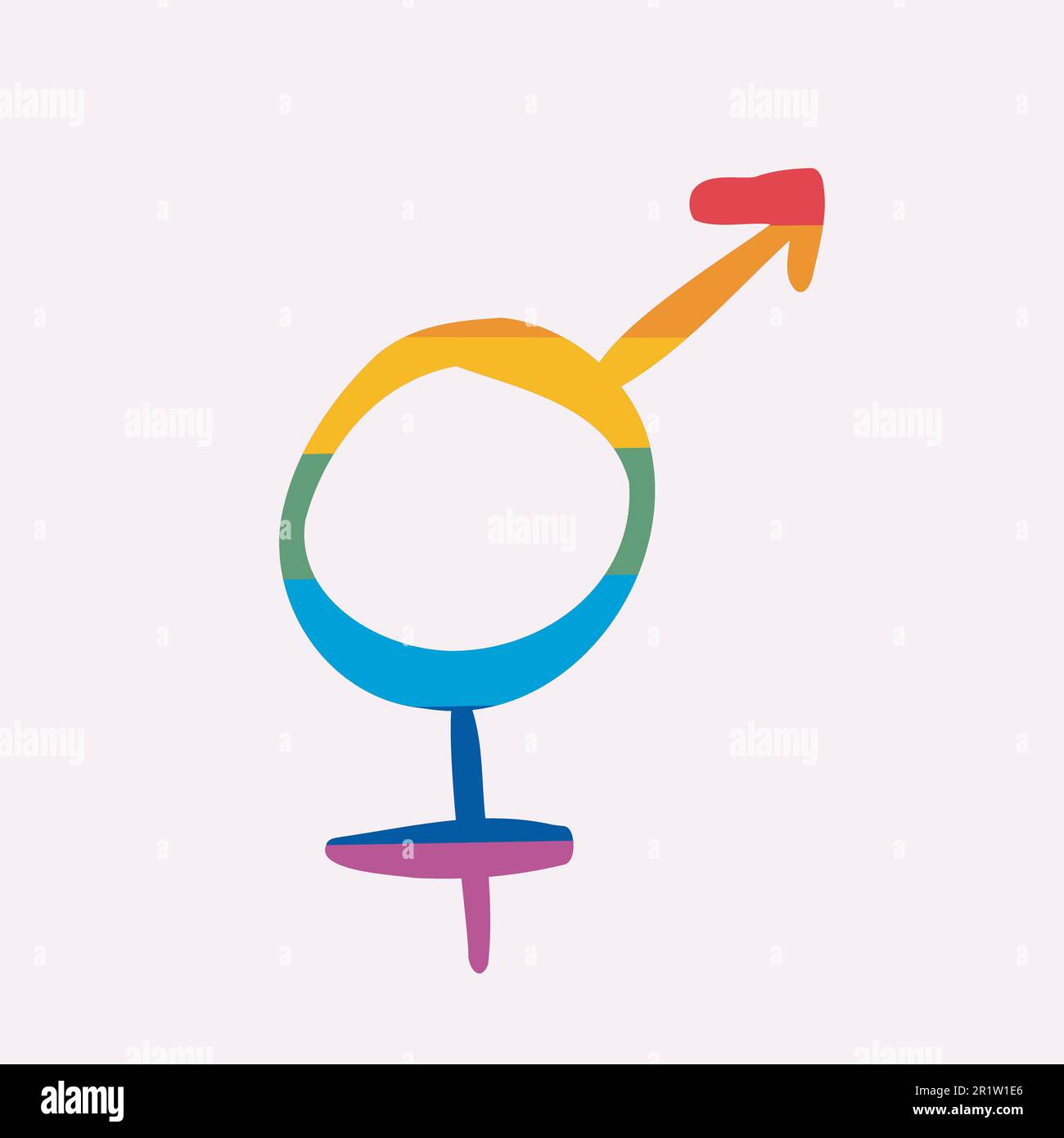 The symbol is a hermaphrodite. Pride icon. Vector illustration in the colors of the rainbow Stock Vector