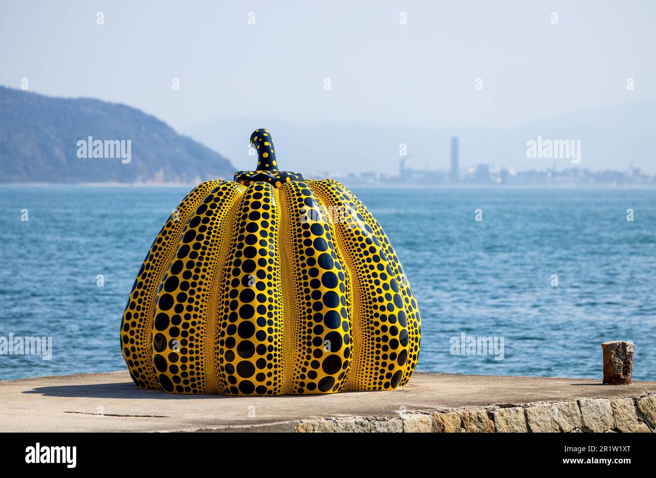 Naoshima, Japan March 29, 2023 Public outdoor sculpture on Naoshima