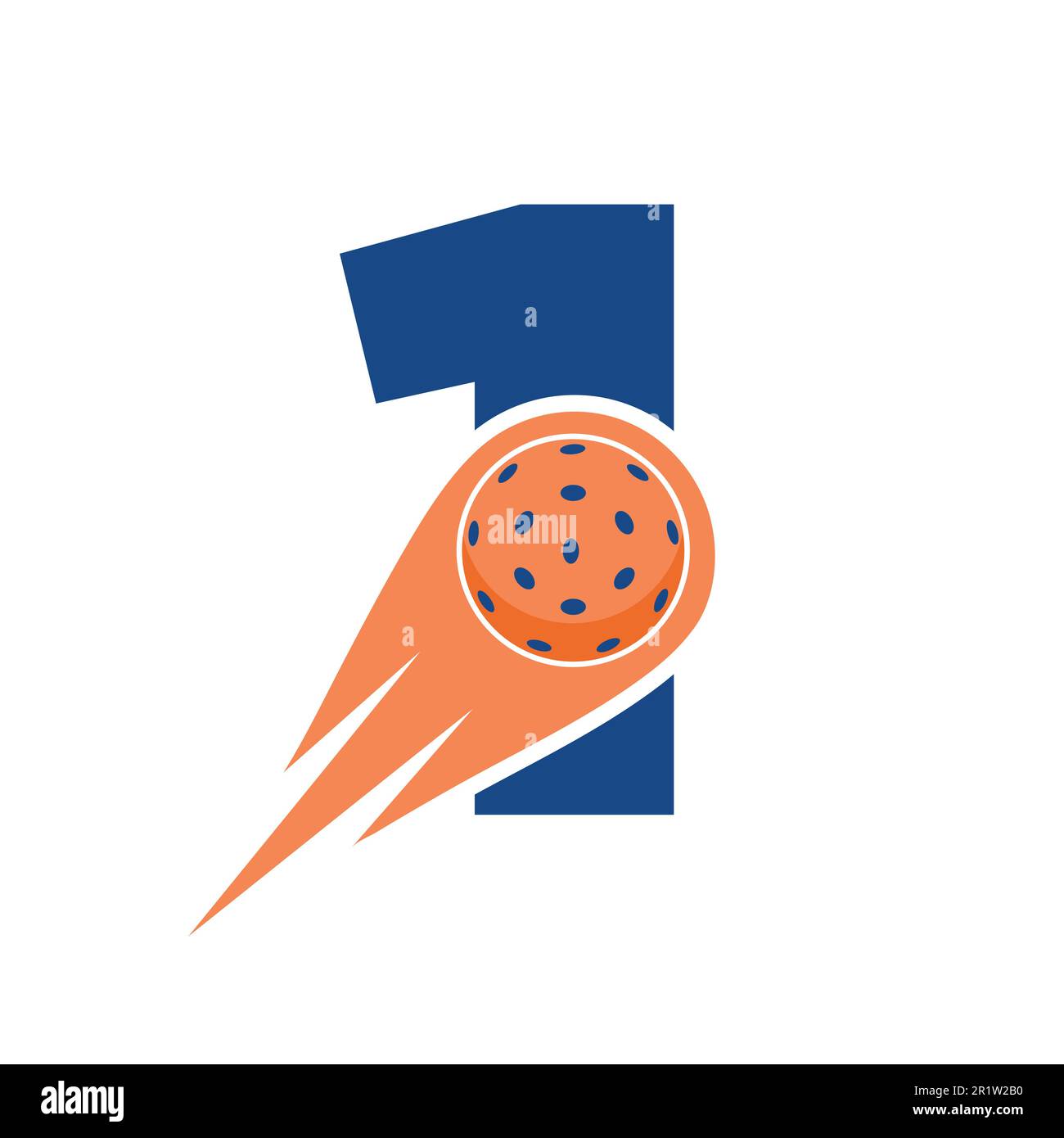 Initial Letter 1 Pickleball Logo Concept With Moving Pickleball Symbol
