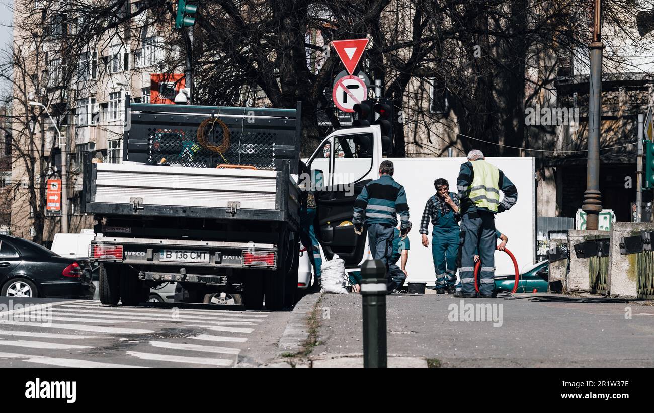 Bumper to Bumper Urban traffic congestion during peak hour in