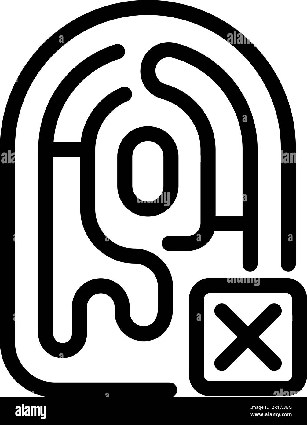 Reject fingerprint icon outline vector. Privacy touch. Access human ...