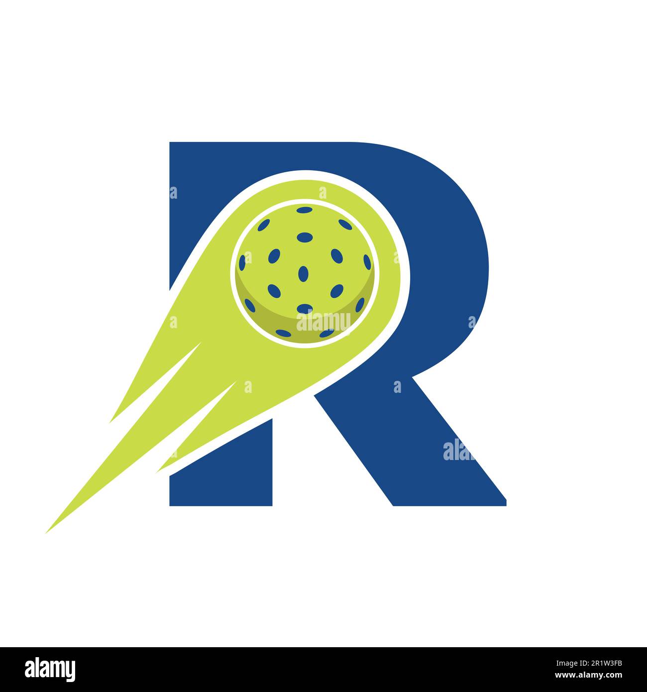 Initial Letter R Pickleball Logo Concept With Moving Pickleball Symbol