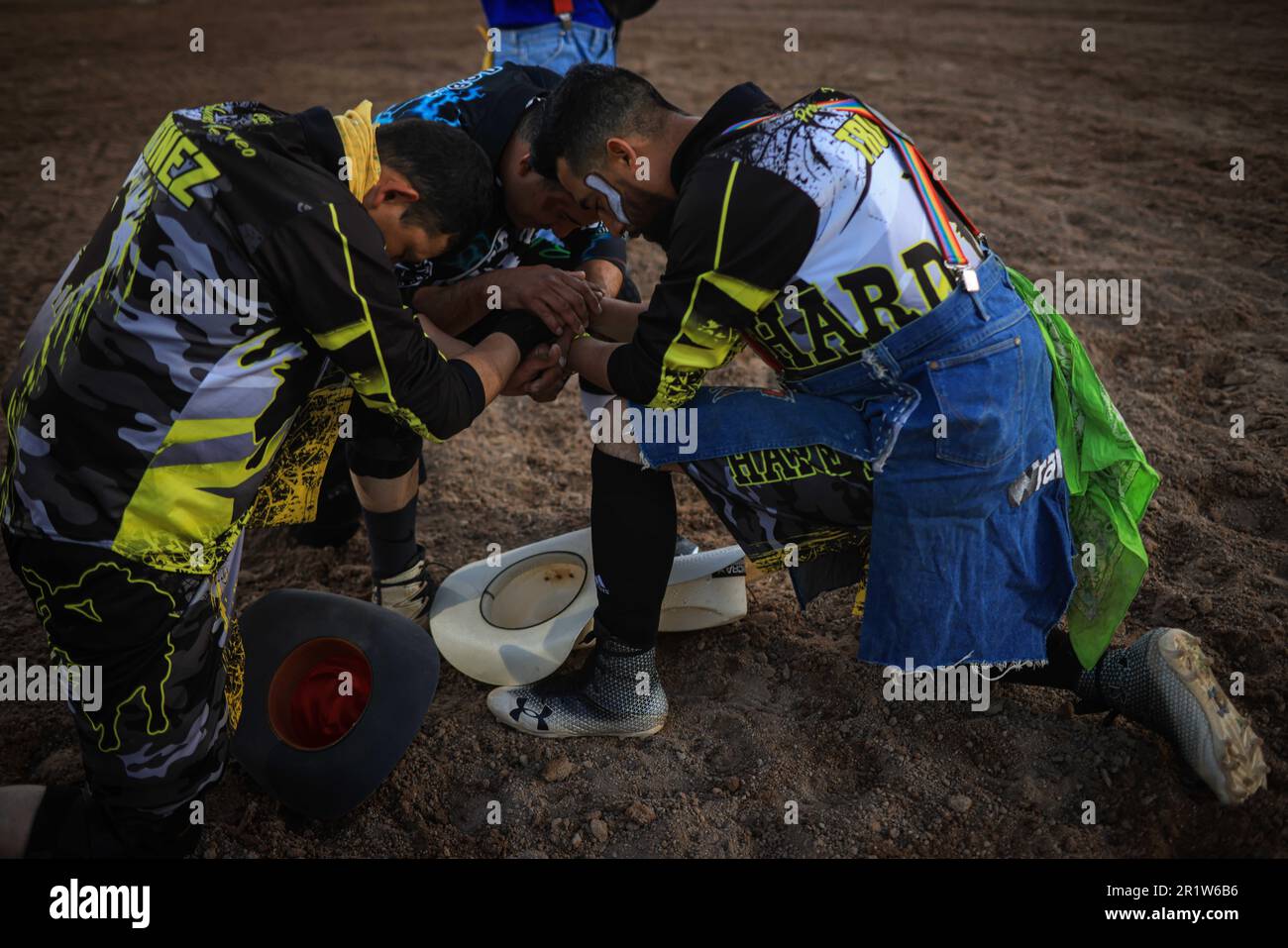 Colima Mexico Rodeo Cowboys, during the rodeo circuit at the Expo Ganadera de Sonora, on ...