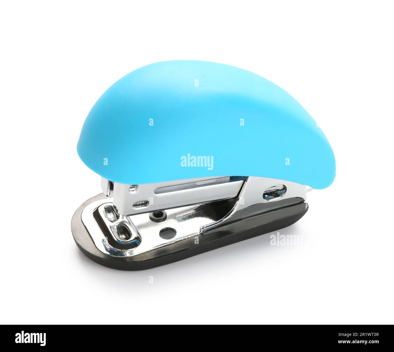 Blue mini stapler isolated on white background Stock Photo - Alamy