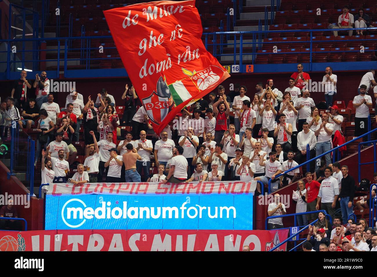 Mediolanum Forum, Assago (MI), Italy, May 15, 2023, Supporters (EA7 Emporio Armani Olimpia Milano) during Playoff - EA7 Emporio Armani Milano vs Carpegna Prosciutto Pesaro - Italian Basketball Serie A Championship Credit: Live Media Publishing Group/Alamy Live News Stock Photo