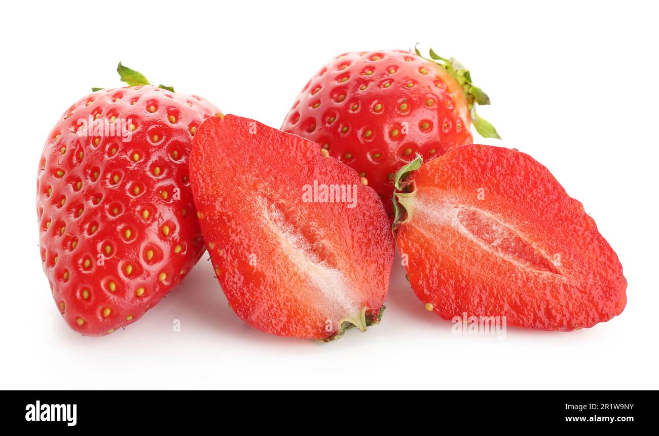 Fresh strawberries on white background Stock Photo - Alamy