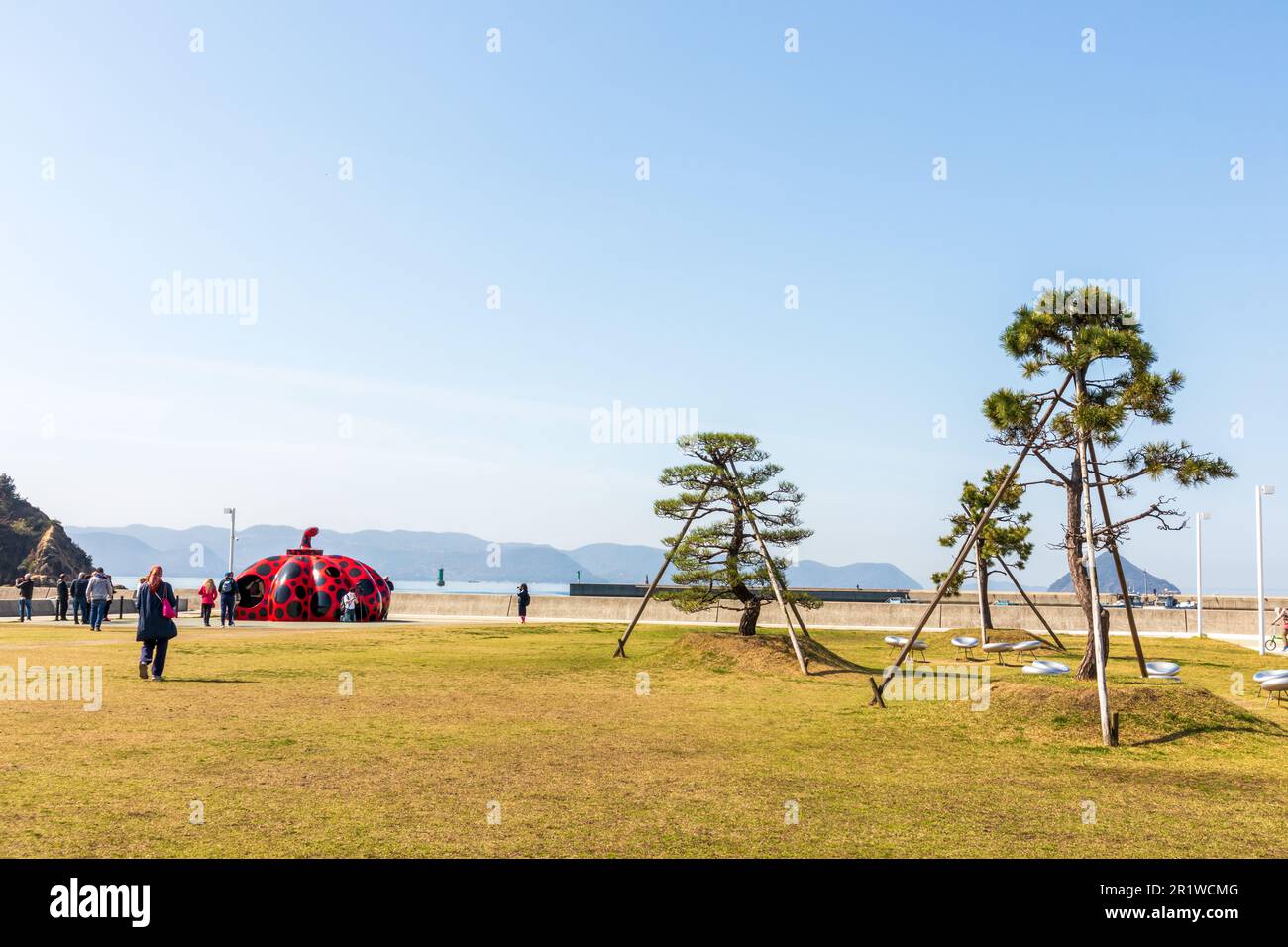 Naoshima, Japan March 29, 2023 Public outdoor sculpture on Naoshima