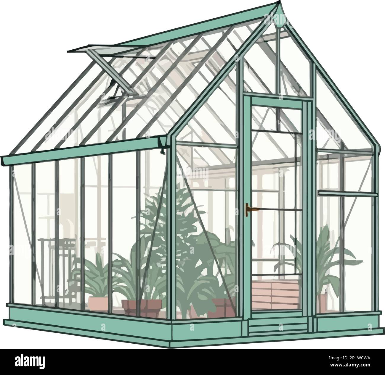 Greenhouse architecture design over white Stock Vector