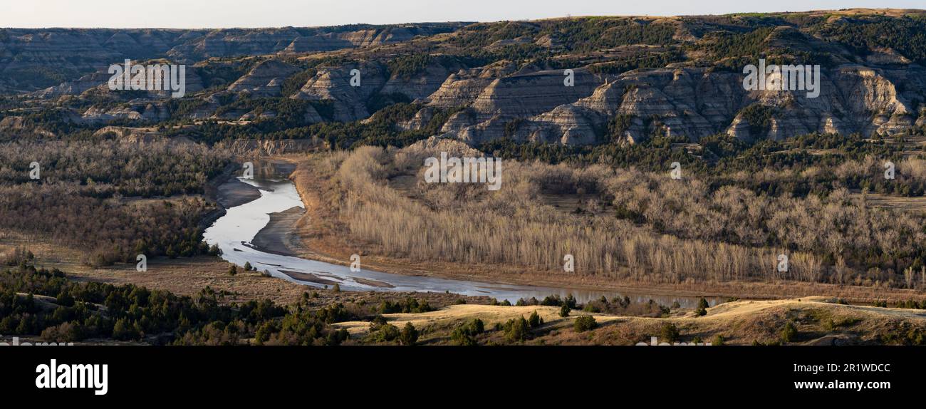 The River Bend overlook of the Little Missouri River in the North Unit