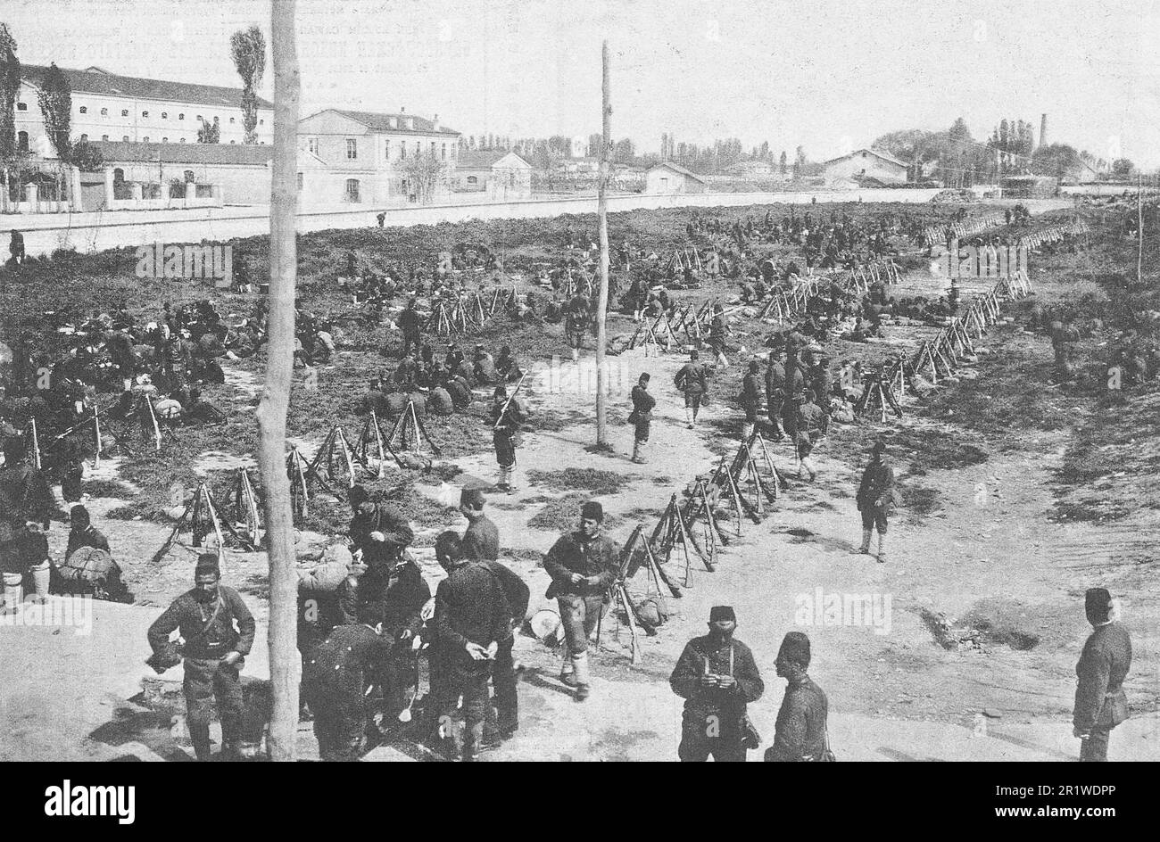 Sending Turkish troops to places covered by Albanian rebels. Photo from 1911. Stock Photo