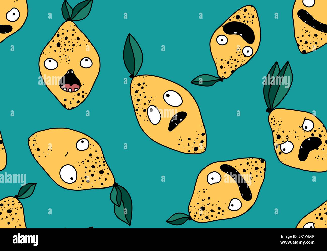 Summer cartoon fruit seamless monster lemon pattern for wrapping paper ...