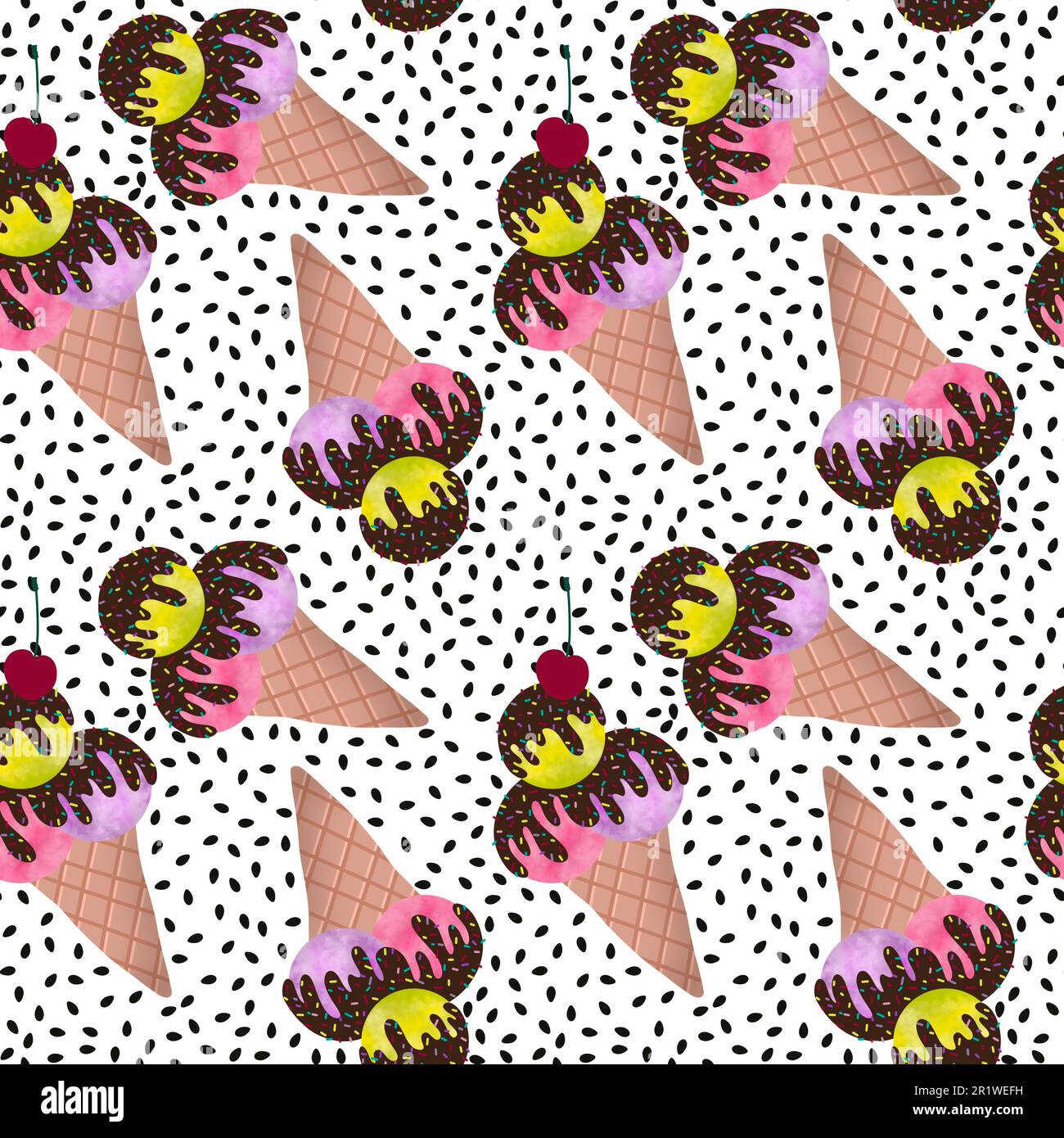 Summer cartoon seamless ice cream pattern for wallpaper and wrapping ...
