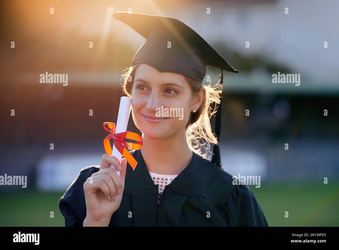 The future sure looks bright. a university student on graduation day ...