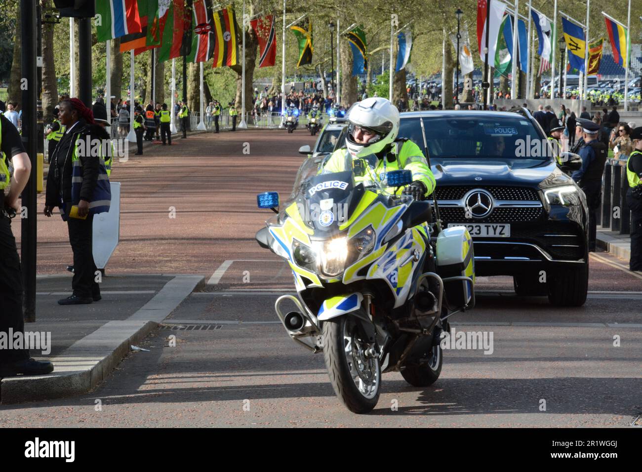 High security and police presence on the day before the coronation of King Charles III Stock