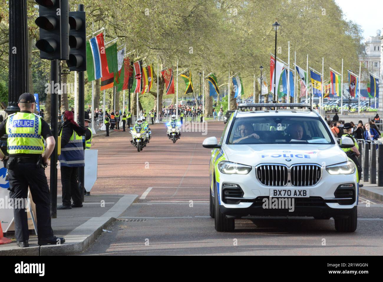 High security and police presence on the day before the coronation of King Charles III Stock