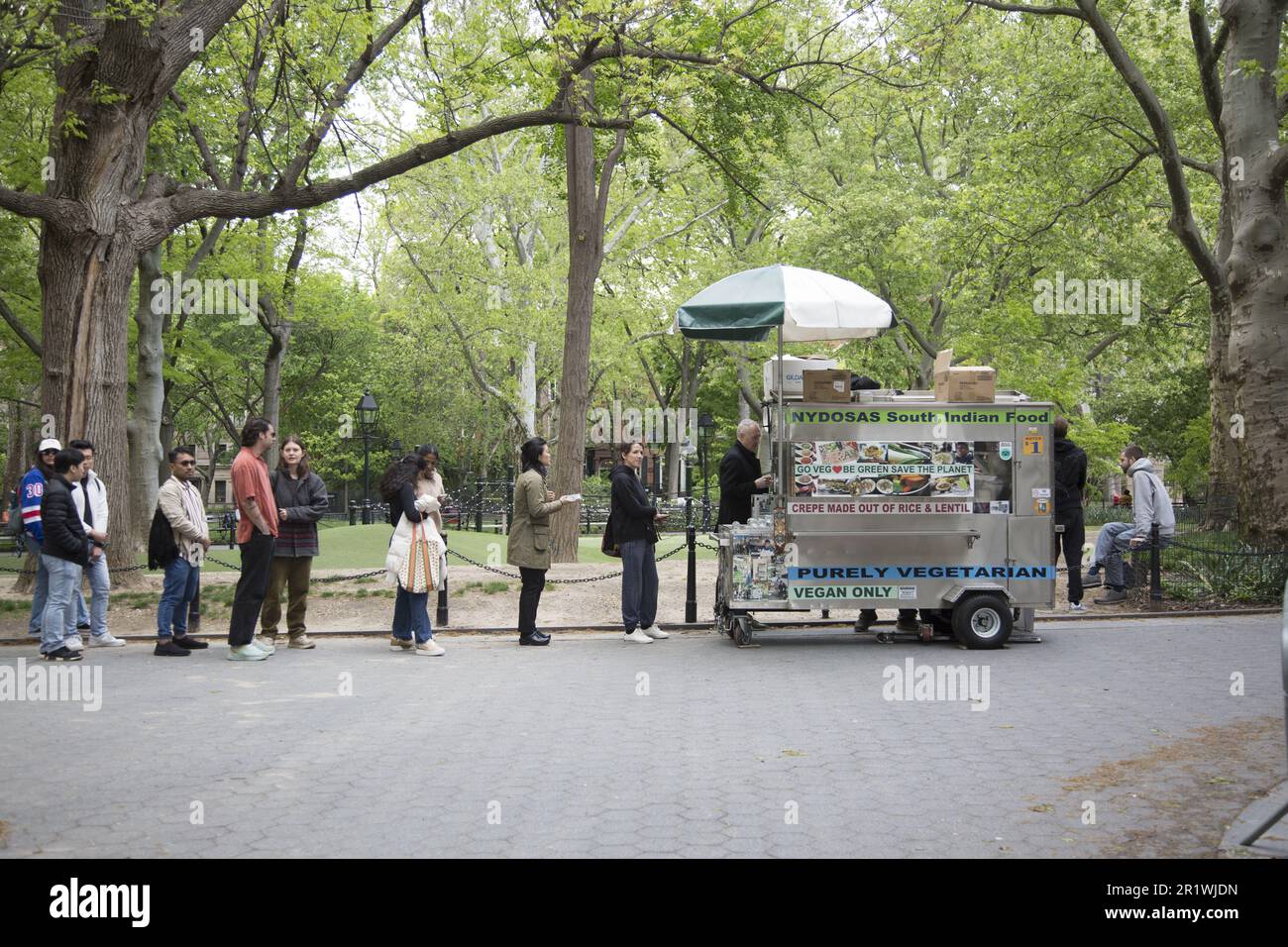 People line up at a popular South Indian Food vendor at Washington