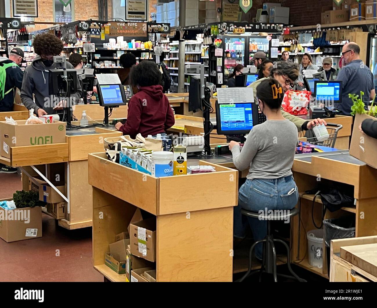 Checkout counters at the Park Slope Food Coop boasting over 16,000
