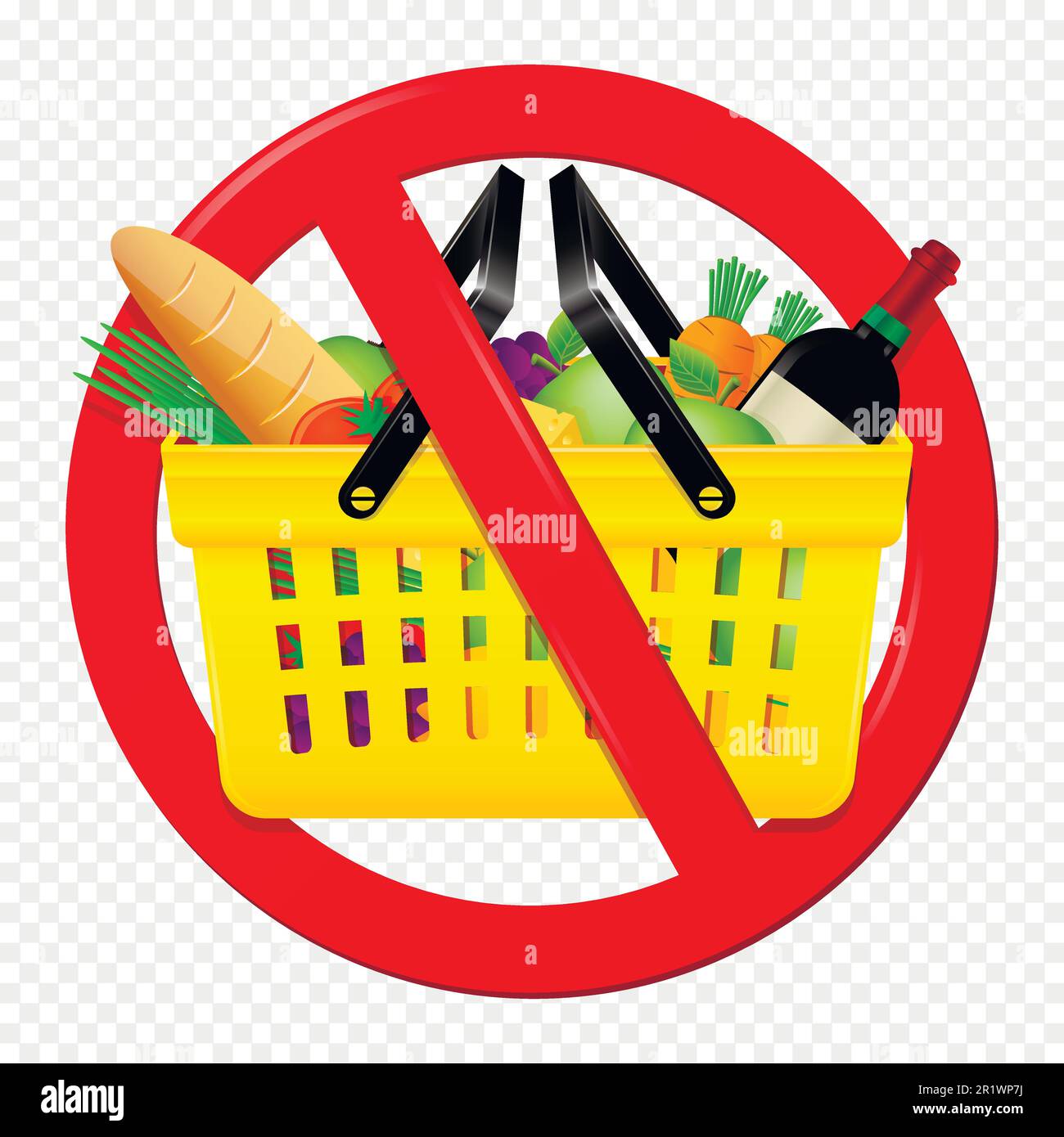 Not buy food red prohibited sign isolated on transparent background