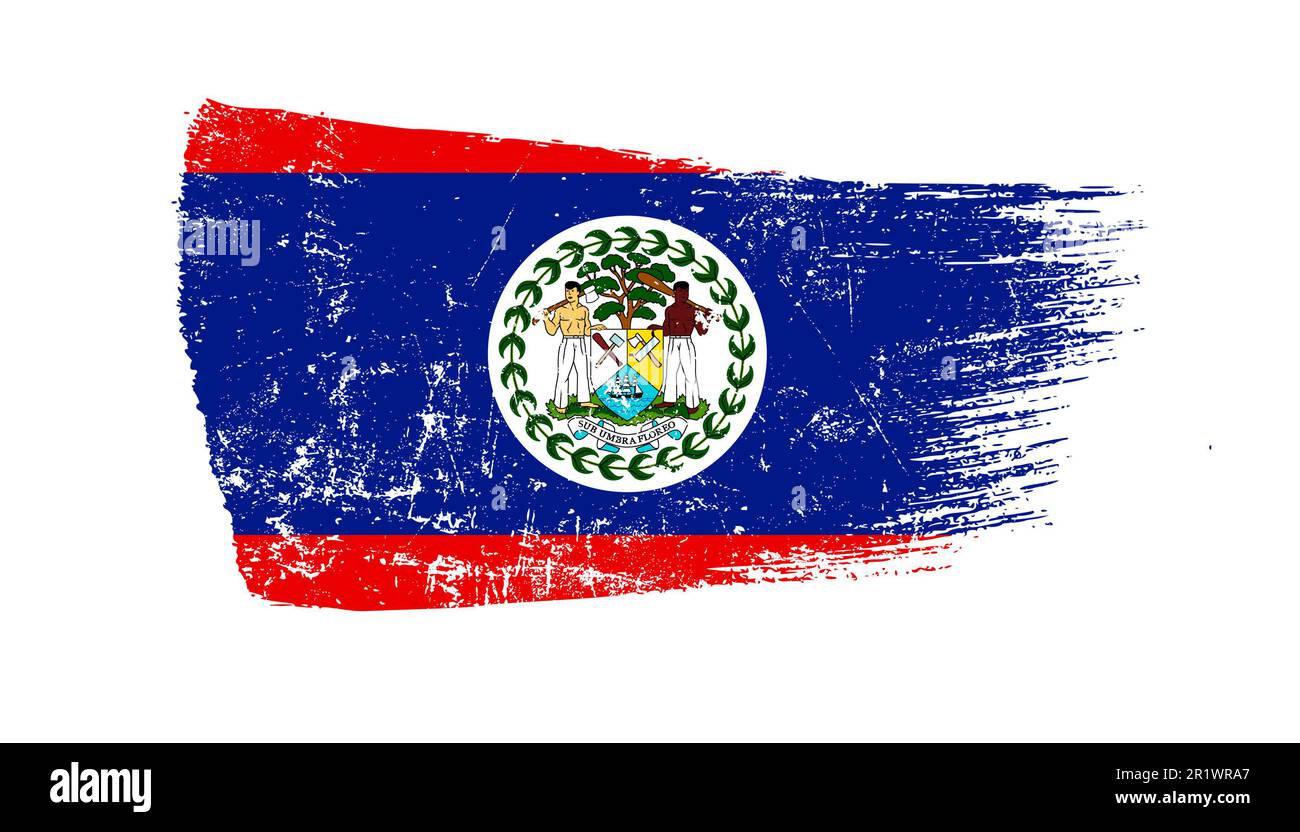 Grunge Brush Stroke With Belize Flag Stock Photo