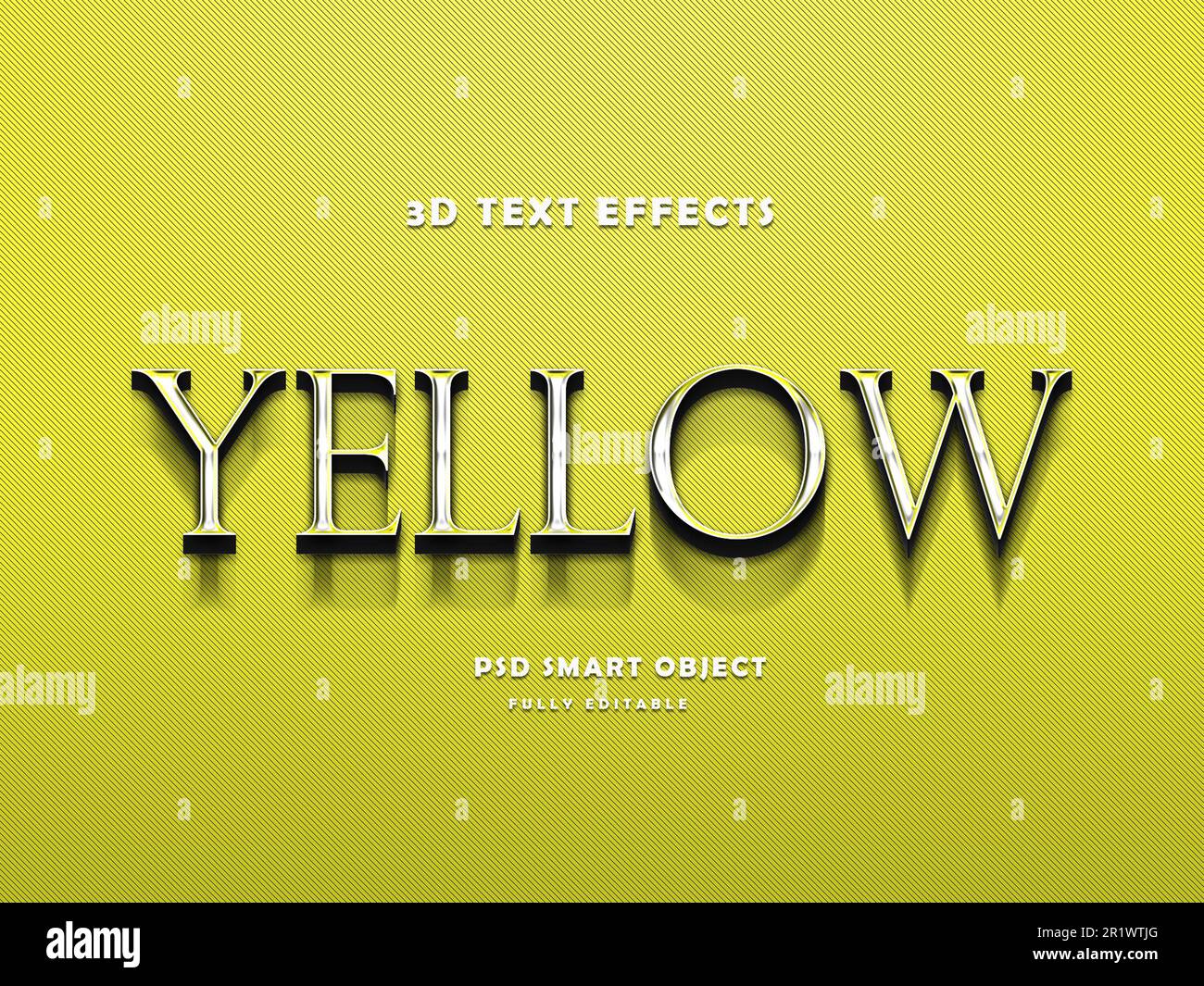 Yellow 3D text effect design template Stock Photo - Alamy