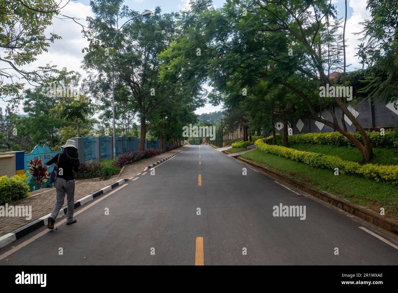 Green treelined streets of Kigali Stock Photo Alamy