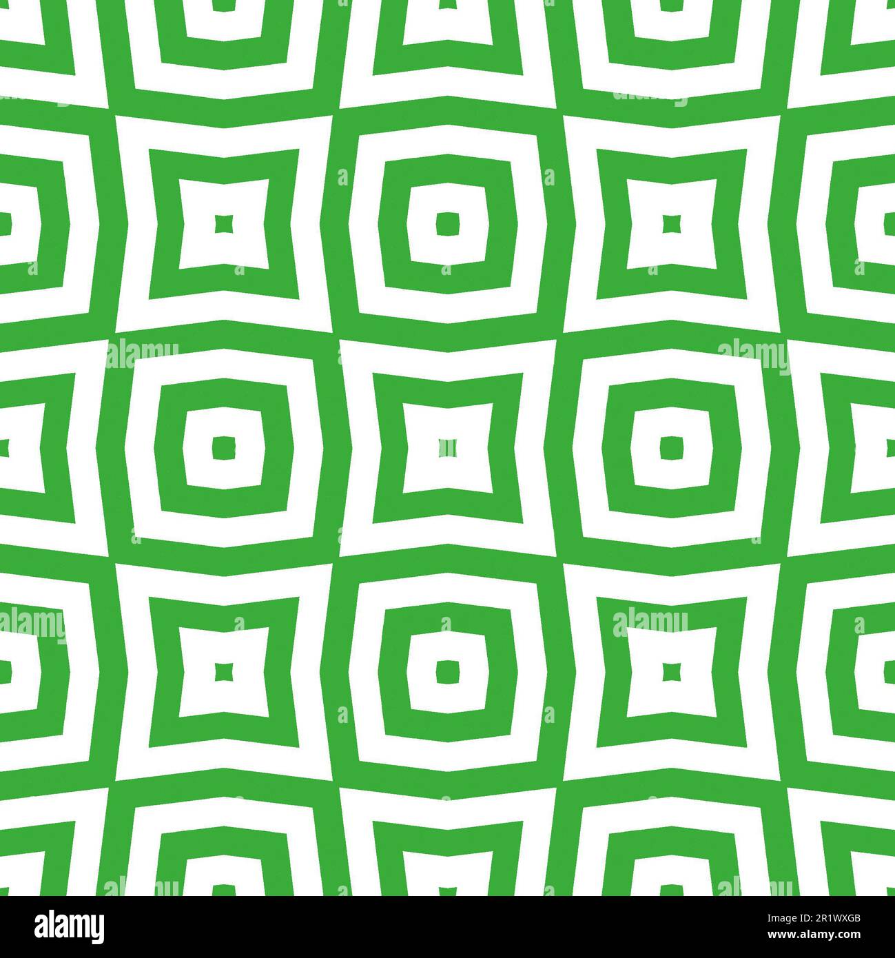 Retro green optical illusion wavy psychedelic lines and squares repeating seamless pattern overlay on transparent background. Stock Photo