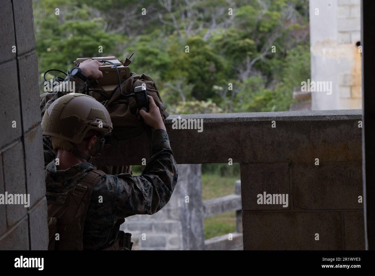 A U.S. Marine with the command element, 31st Marine Expeditionary Unit ...