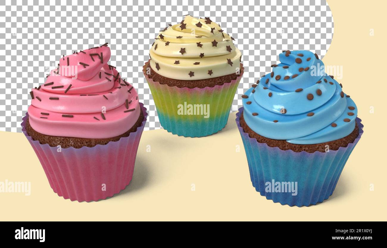 Tasty cup cakes with cream suitable for pastry concept. Stock Photo