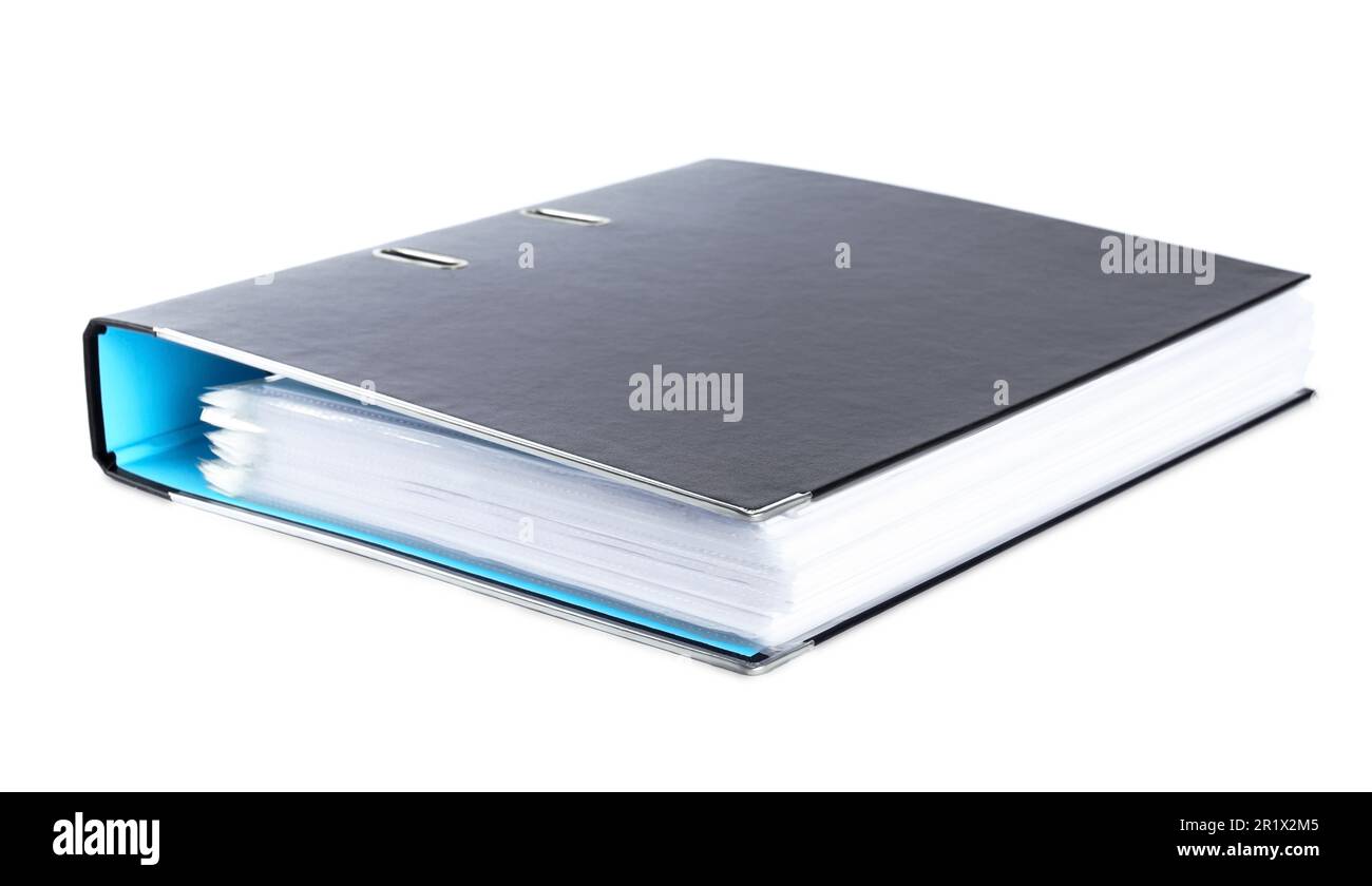 One black office folder isolated on white Stock Photo