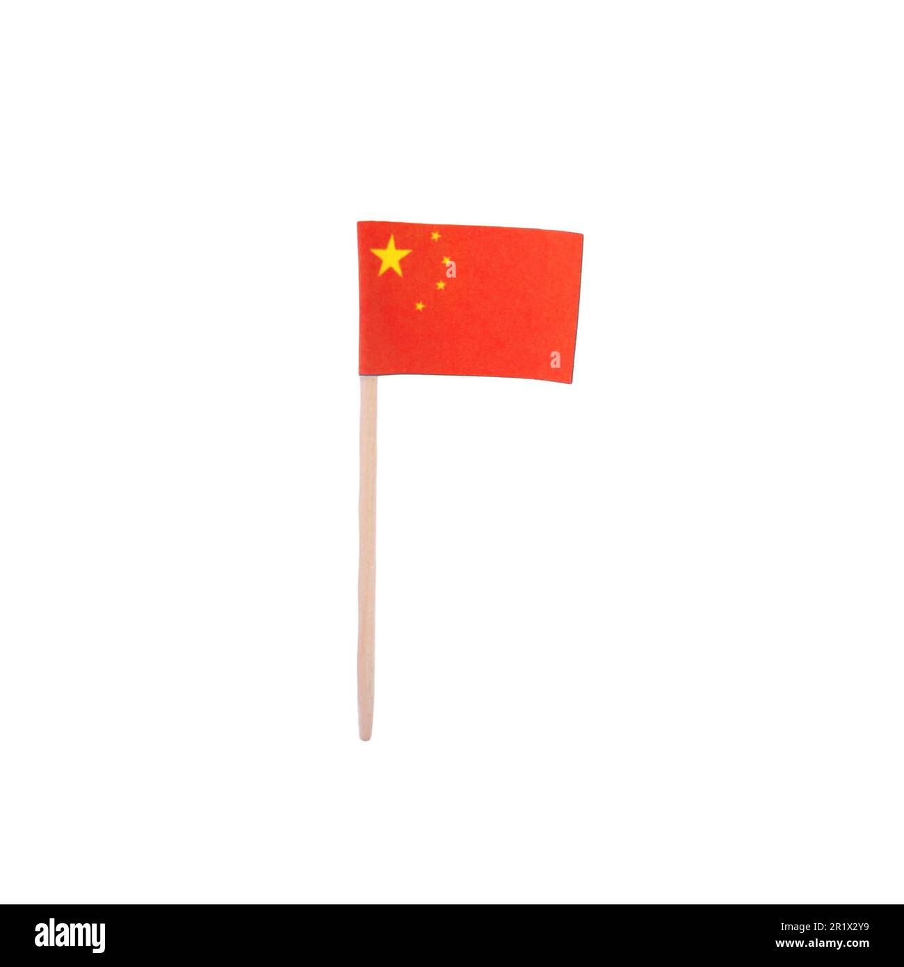 Small paper flag of China isolated on white Stock Photo
