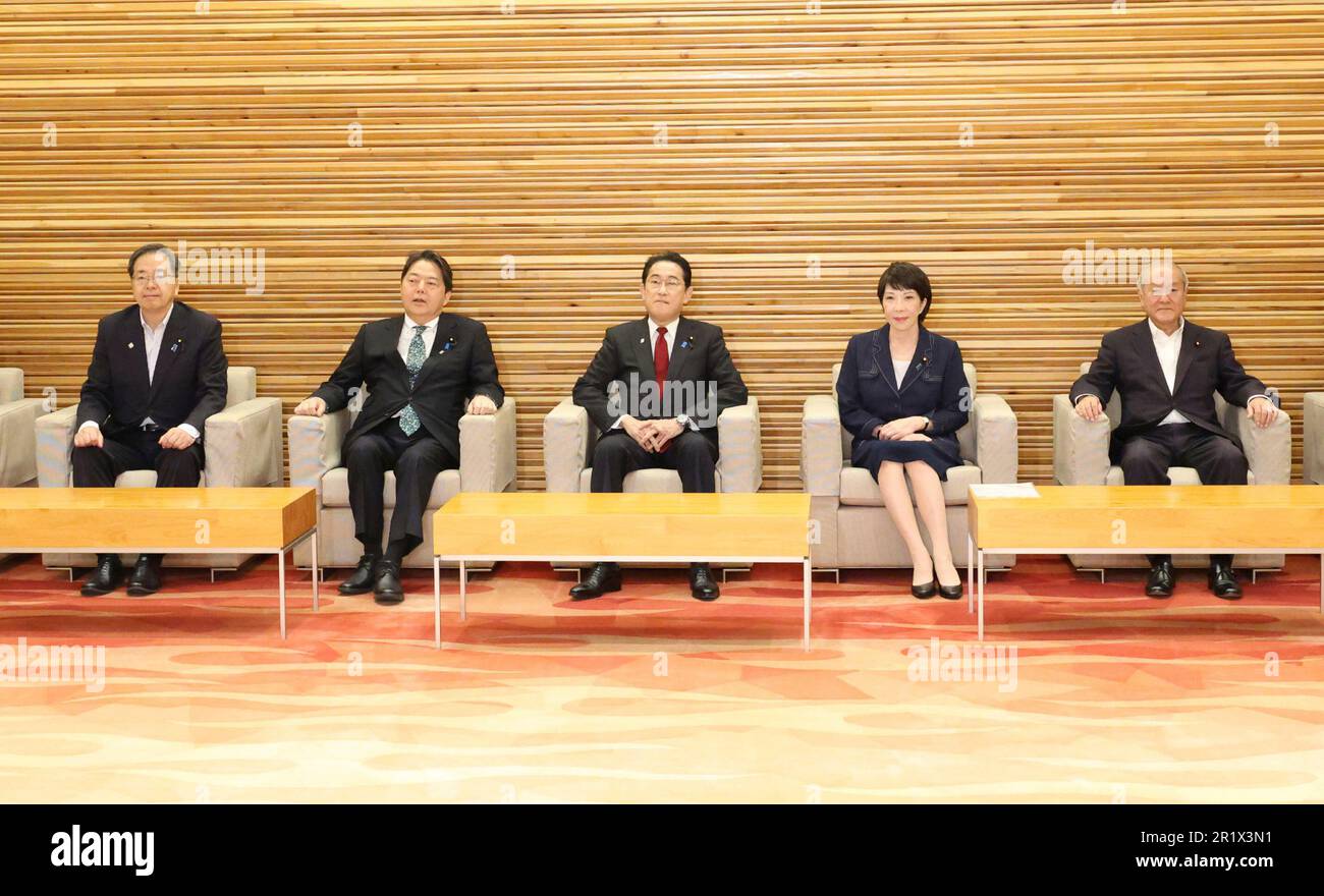 Japan's Prime Minister Fumio Kishida attends a cabinet meeting at the ...