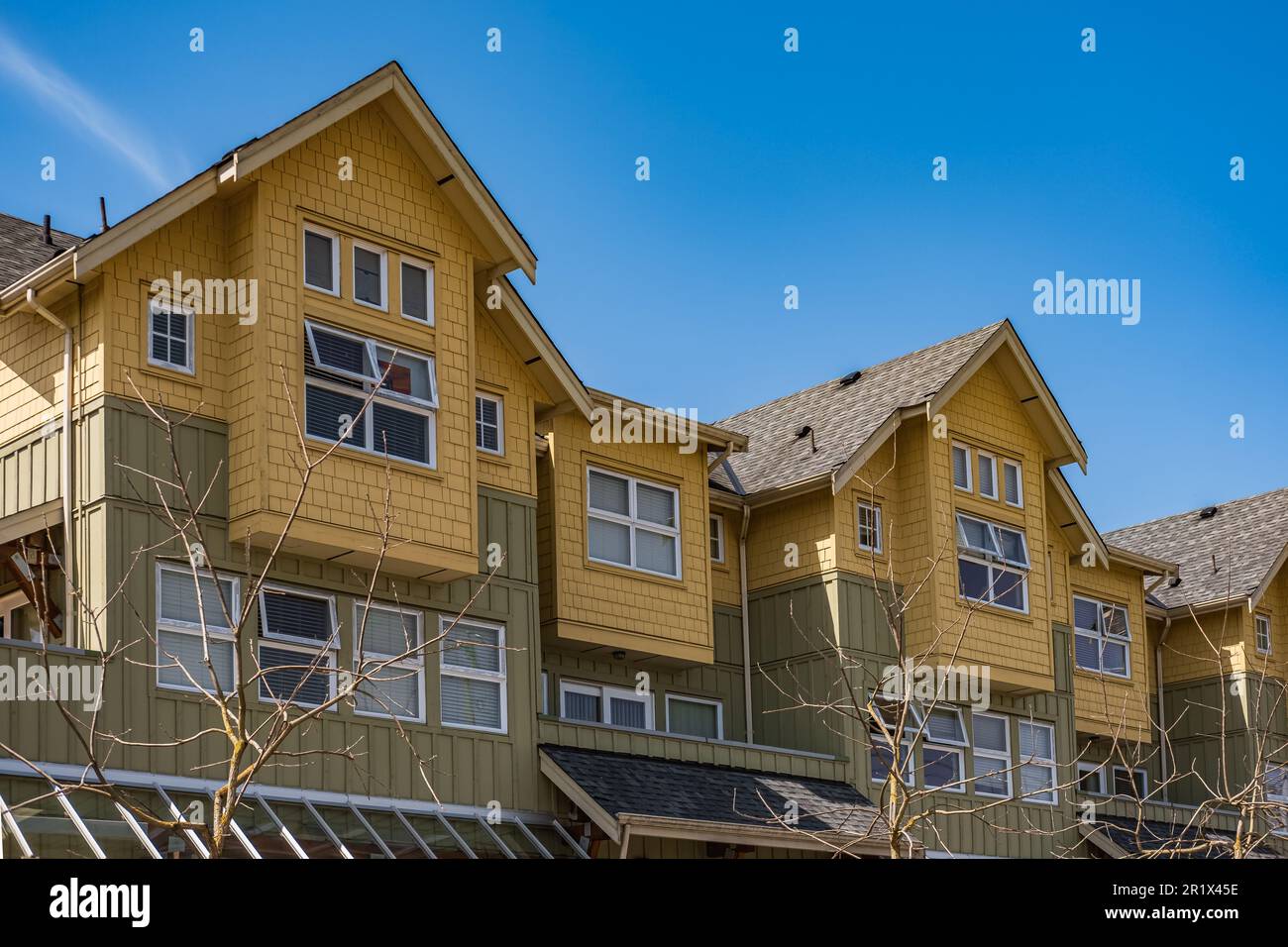 Windows Suburb Houses in suburb in the north America. Top of a house with nice windows ...