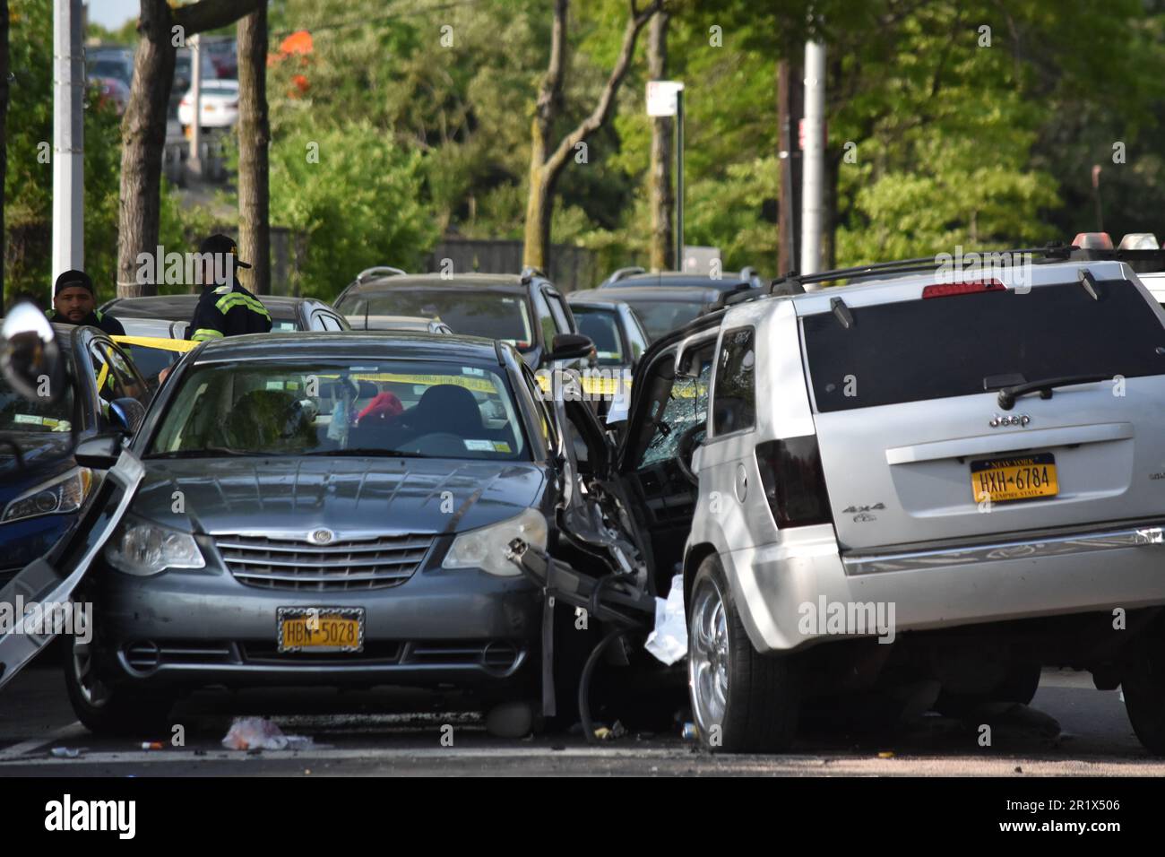 The Bronx, New York, USA. 15th May, 2023. Two passenger vehicles
