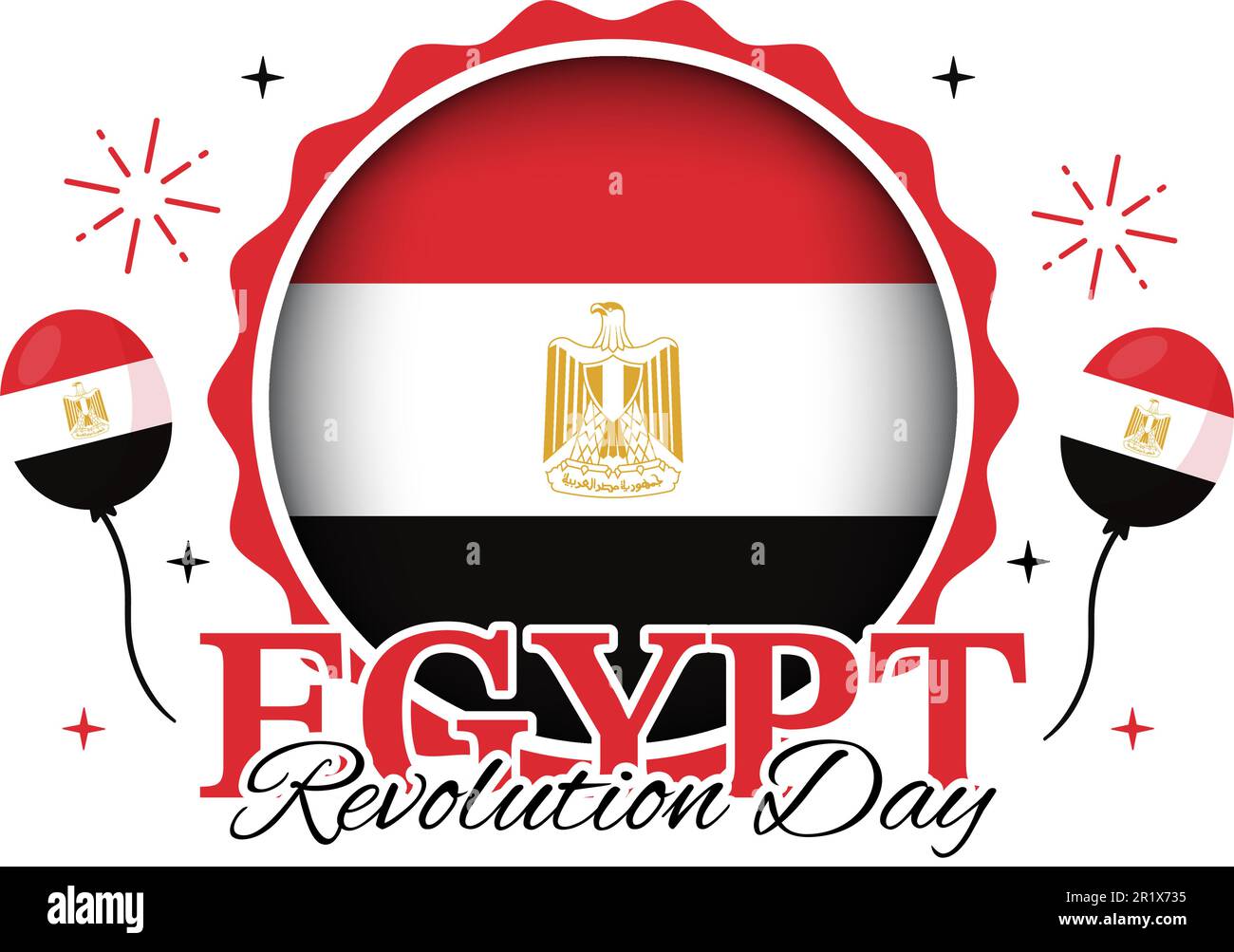 Egypt Revolution Day Vector Illustration on July 23 with Waving Flag