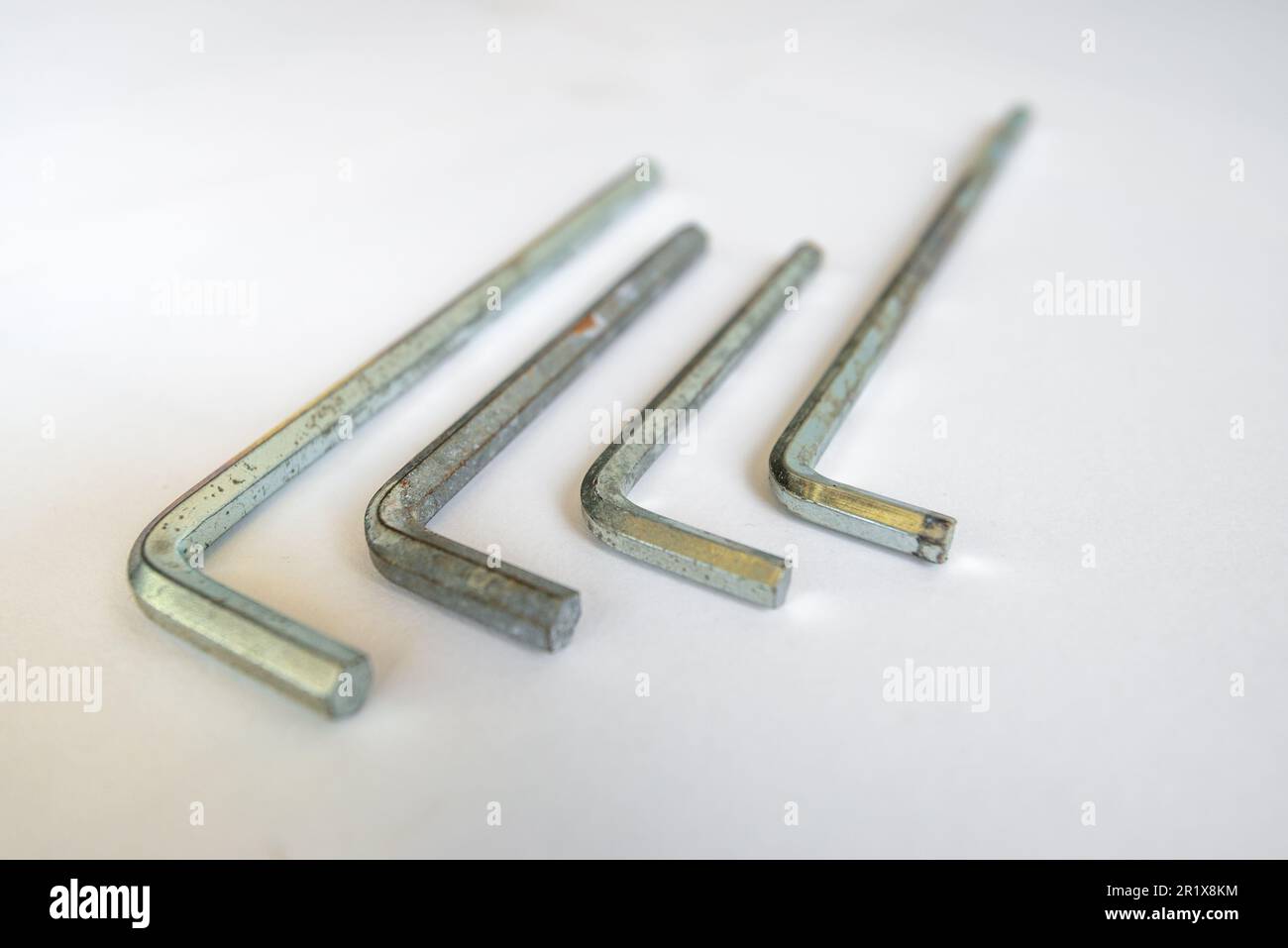 Set of four Allen Keys, also known as Hex keys, isolated on white
