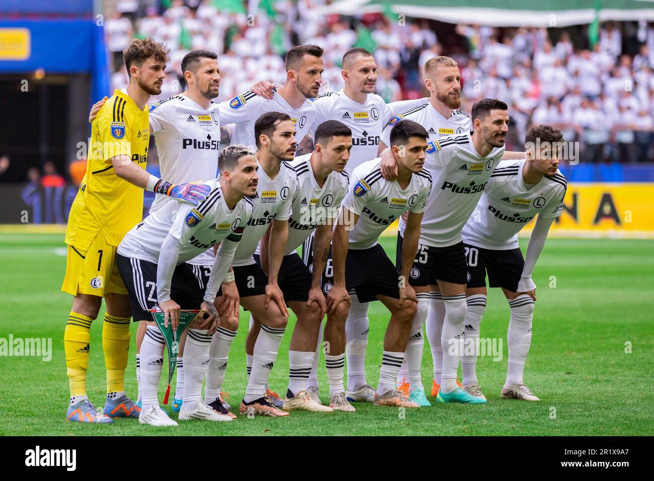 Warsaw, Poland. 02nd May, 2023. Team of Legia Warszawa pose for a group photo during the Fortuna Polish Cup final match between Legia Warszawa and Rakow Czestochowa at PGE National Stadium. Final score; Legia Warszawa 0:0, 6:5 on penalties Rakow Czestochowa. Credit: SOPA Images Limited/Alamy Live News Stock Photo