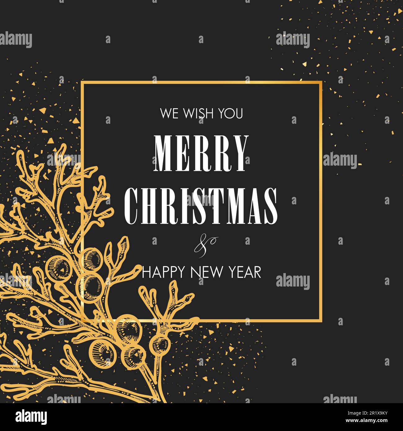 Merry Christmas and Happy New Year greeting card Stock Vector Image ...