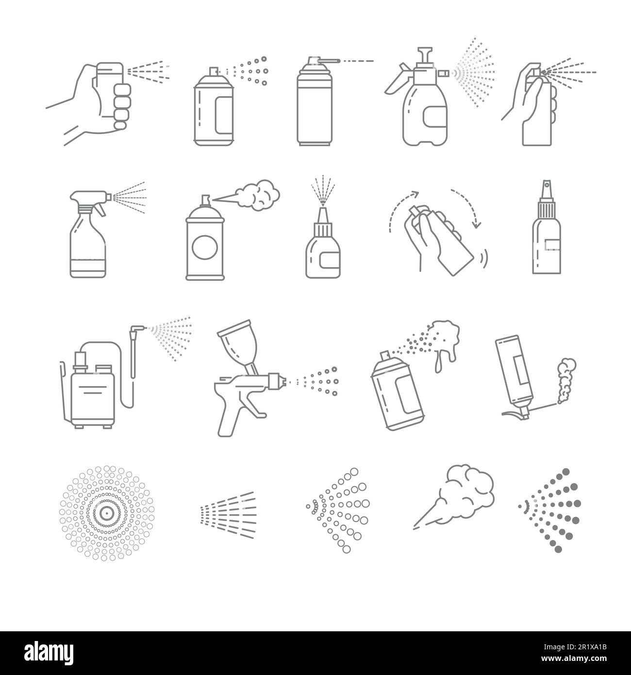 Sprays isolated icons, aerosol and airbrush, graffiti tool and