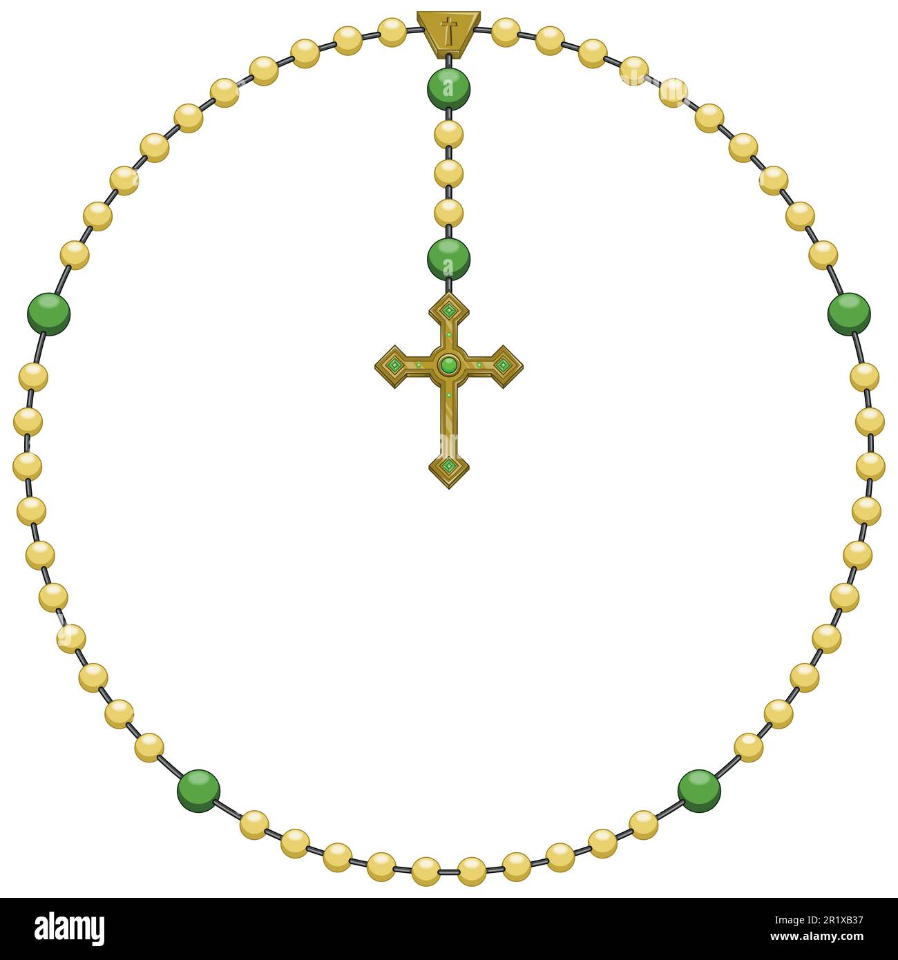 Vector design of rosary with Christian cross, symbol of the Catholic religion, rosary with a circular shape Stock Vector